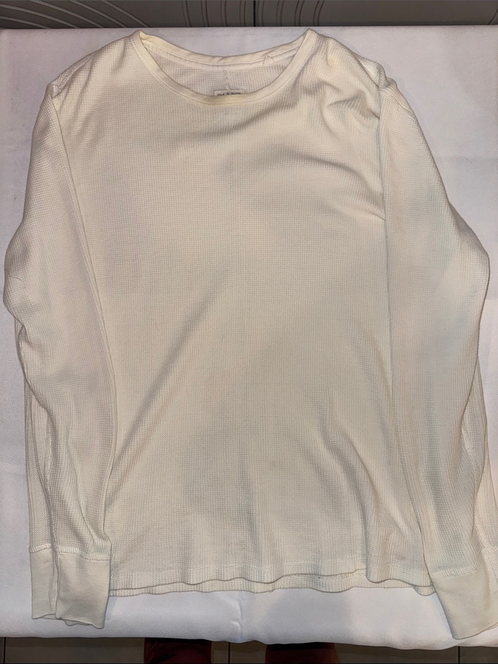 rag & bone Cream Crewneck Waffle Knit Long Sleeve